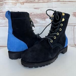 Sebago Six Degrees Women’s Contrast Heel Suede Black Blue Boots Size 7